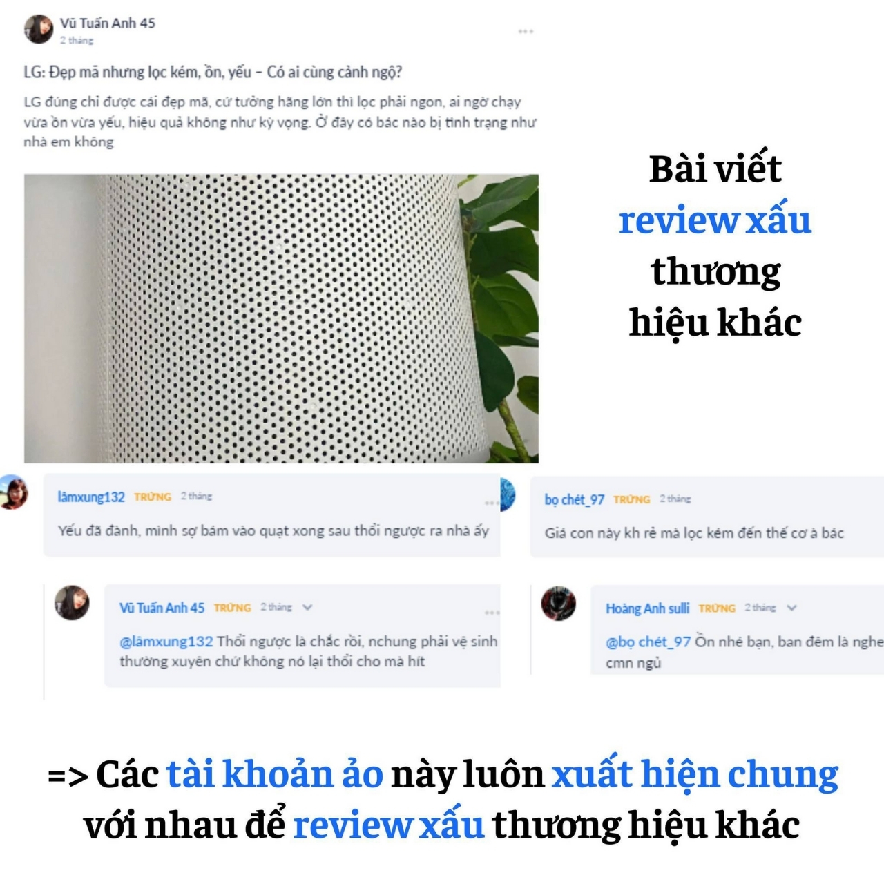 Cảnh báo giả mạo khách hàng Airdog lừa đảo người tiêu dùng 18 Các tài khoản này lợi dụng hình ảnh thực tế từ người dùng để tung tin sai lệch