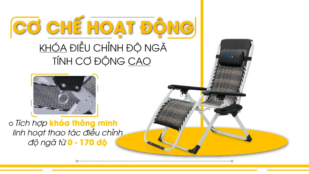 Ghế xếp thư giãn HAKAWA HK-G21P NEW có nệm 7 Ghế xếp thư giãn Hakawa HK-G21P New độ ngã linh hoạt, tinh cơ động cáo