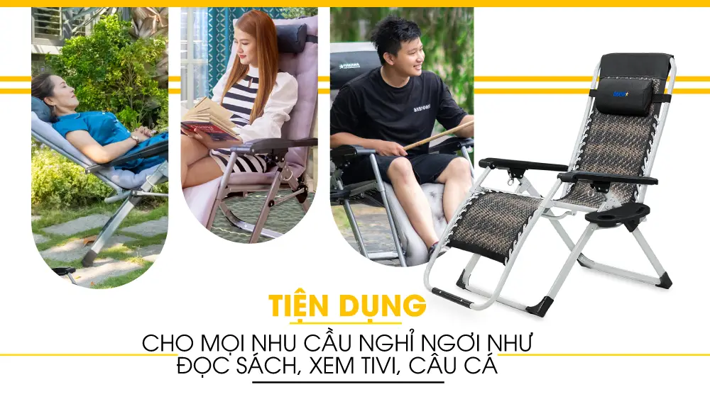 Ghế xếp thư giãn HAKAWA HK-G21P NEW có nệm 8 Ghế xếp thư giãn Hakawa HK-G21P New thuận tiện cho mọi nhu cầu sử dụng