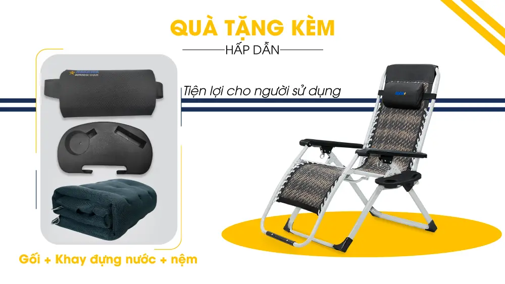 Ghế xếp thư giãn HAKAWA HK-G21P NEW có nệm 9 Kèm quà tặng hấp dẫn khi mua ghế Hakawa HK-G21P New
