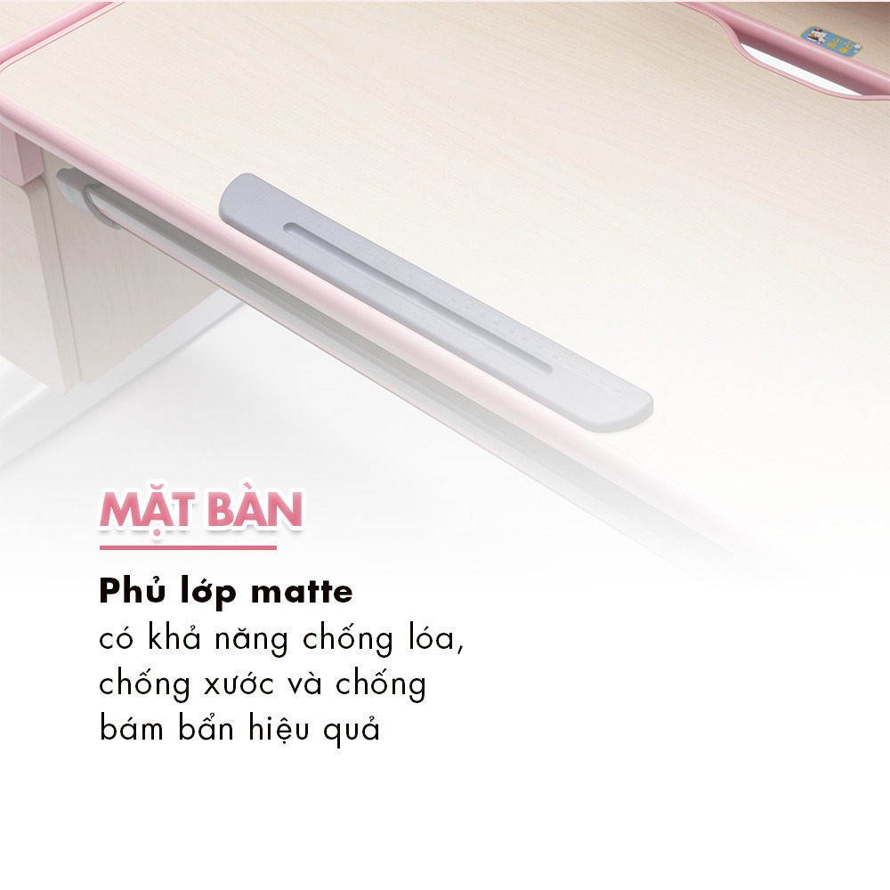Bàn học cao cấp chống gù, chống cận cho trẻ HAKAWA HK-BH08 16 Mặt bàn được phủ lớp matte có khả năng chống loá mắt, chống xước và chống bám bẩn hiệu quả