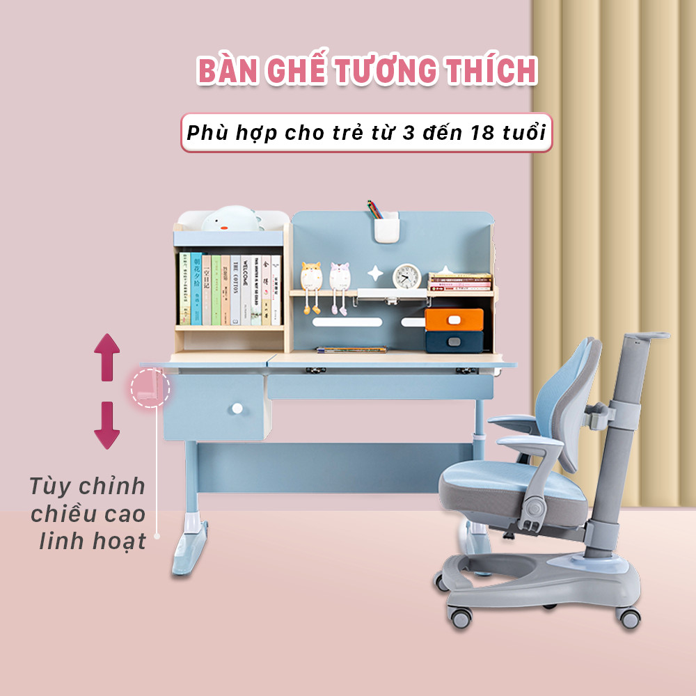 Bàn học cao cấp chống gù, chống cận cho trẻ HAKAWA HK-BH08 7 Bàn học cao cấp HAKAWA HK-BH08 tuỳ chỉnh chiều cao linh hoạt phù hợp cho trẻ từ 3 đến 18 tuổi