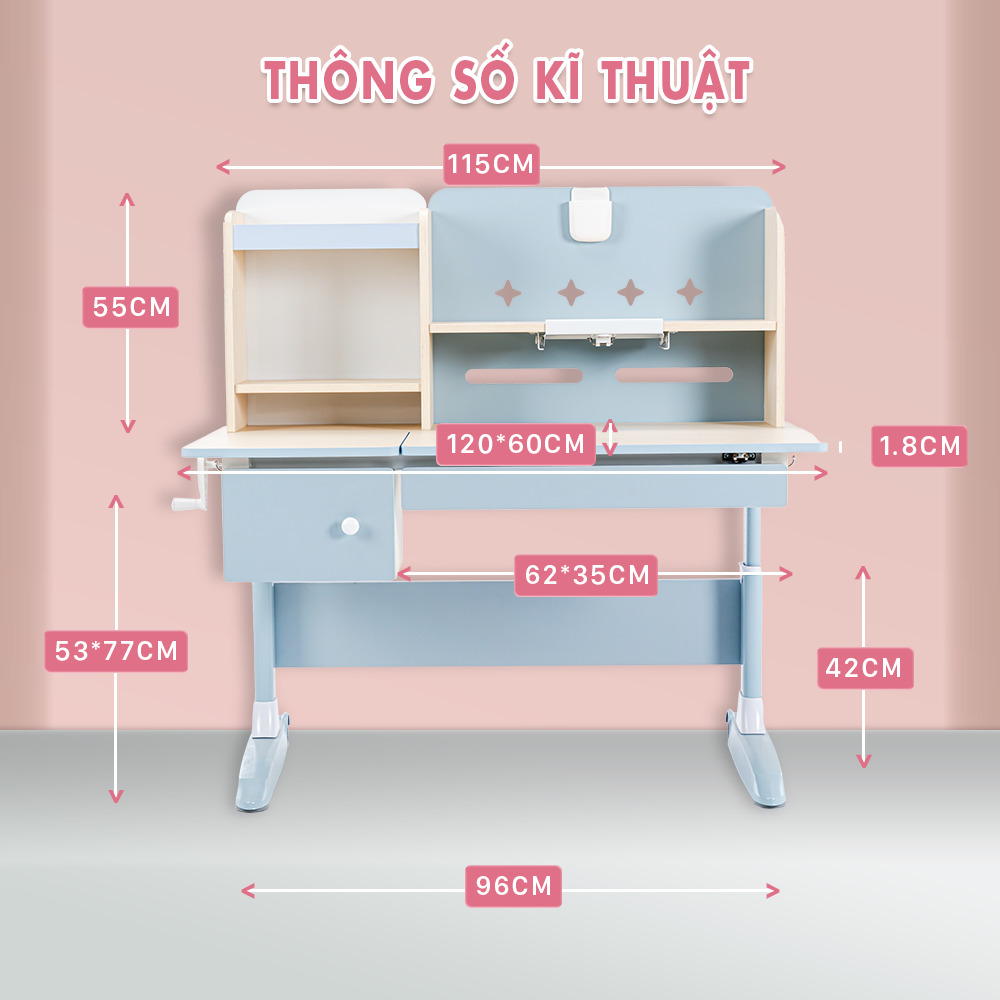 Bàn học cao cấp chống gù, chống cận cho trẻ HAKAWA HK-BH08 9 Thông số kỹ thuật bàn học cao cấp HAKAWA HK-BH08