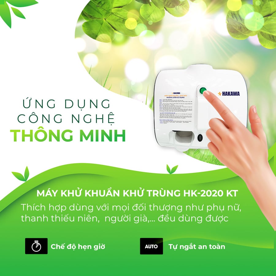 Máy khử mùi diệt khuẩn HAKAWA HK-2020KT 10 Máy khử khuẩn khử trùng HK-2020 KT ứng dụng công nghệ thông minh, dễ dàng sử dụng