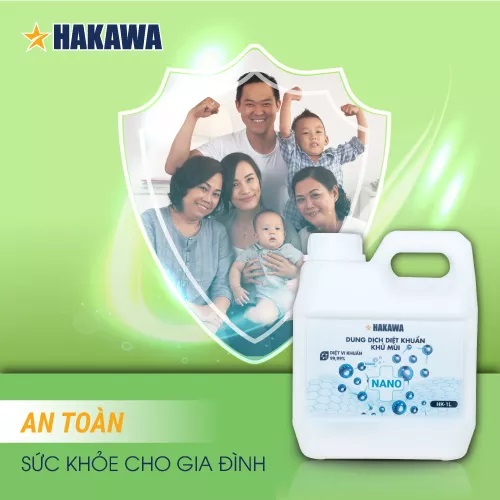 Dung dịch khử khuẩn nano bạc hà hàng VIỆT NAM (1 Lít) 7 Dung dịch khử khuẩn khử mùi HAKAWA an toàn cho sức khỏe con người