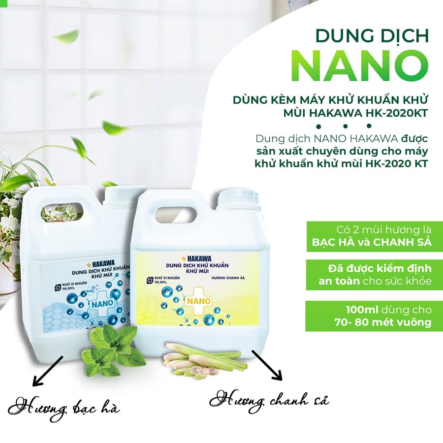 Máy khử mùi diệt khuẩn HAKAWA HK-2020KT 11 Dung dịch nano được sản xuất chuyên dùng cho máy khử khuẩn khử mùi Hakawa HK-2020KT