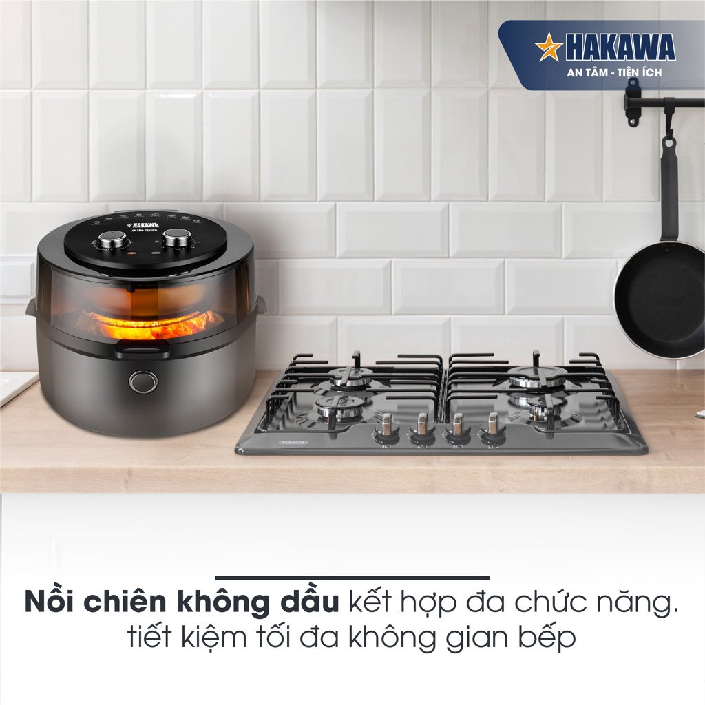 Nồi chiên không dầu kết hợp đa chức năng. tiết kiệm tối đa không gian bếp