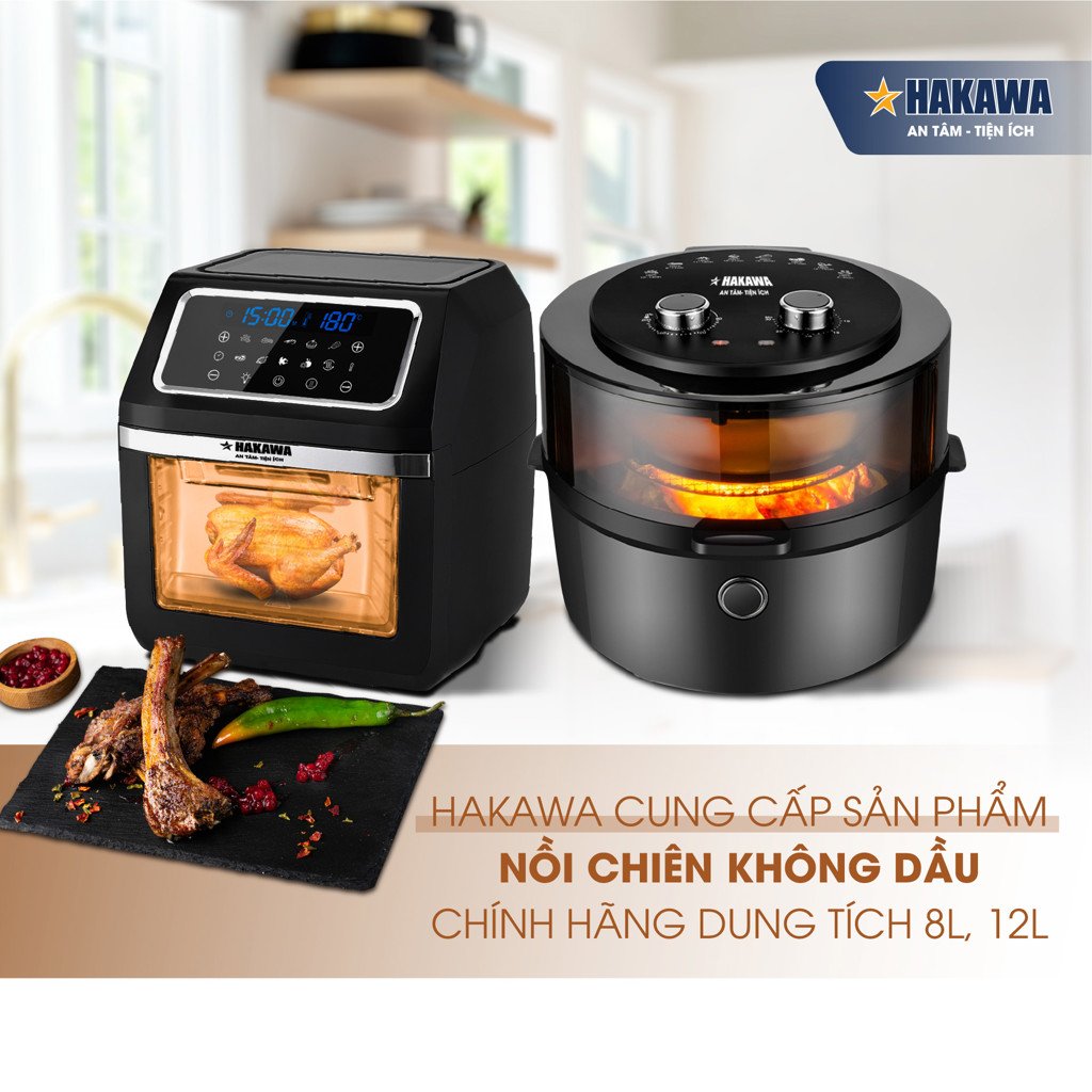 Nồi chiên không dầu Haakwa có 2 loại dung tích đa dạng 8 lít và 15 lít