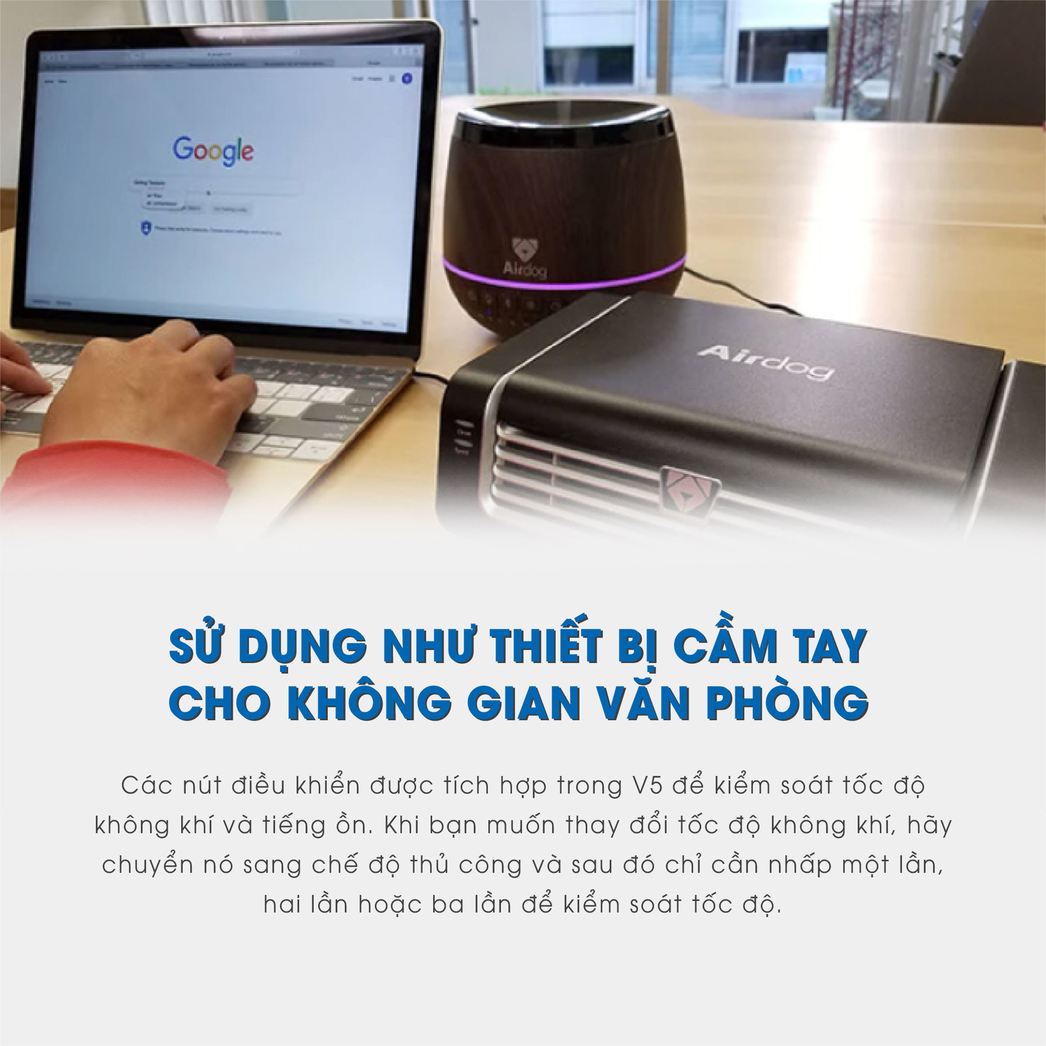 Máy lọc không khí ô tô cao cấp AIRDOG V5 15 Máy lọc không khí cho otô V5 thiết kế nhỏ gọn cầm tay, có thể sử dụng cho không gian bàn làm việc trong văn phòng