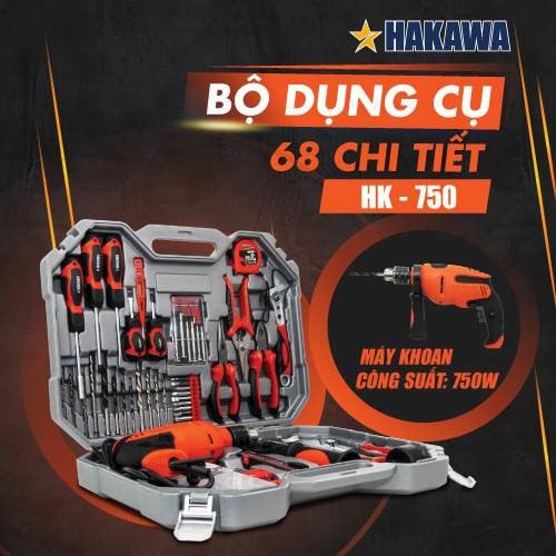 Bộ máy khoan đa năng 68 chi tiết HAKAWA HK-750 19 Bộ dụng cụ máy khoan đa năng 68 chi tiết HK-750 công suất lên đến 750W