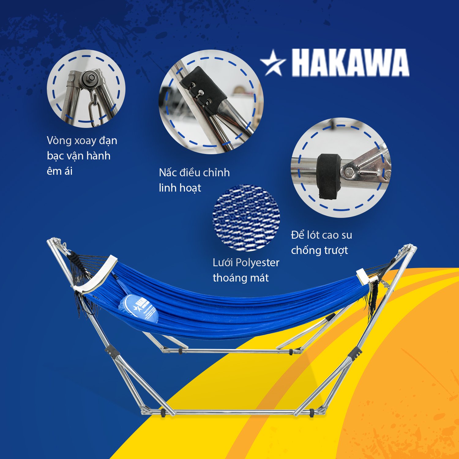 Võng xếp inox 304 chính hãng HAKAWA HK-V32I 9 Vòng xoáy đạn bạc vận hành êm ái