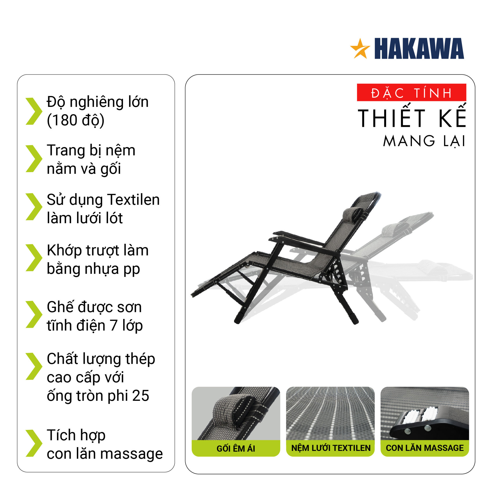 Giường xếp đa năng HAKAWA HK-X21 14 Nhiều đặc tính thiết kế ưu Việt chỉ có ở giường xếp HAKAWA