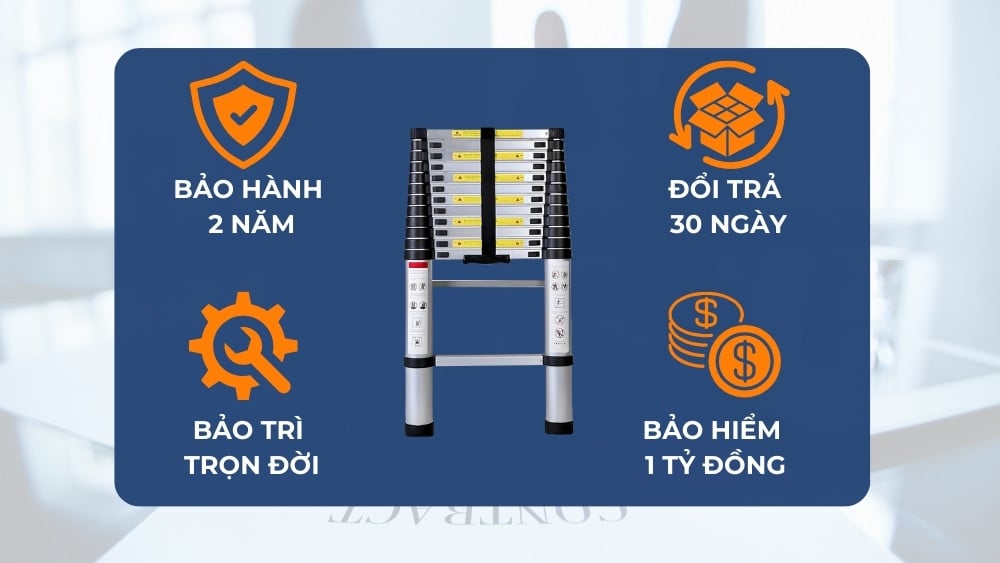Thang nhôm rút đơn 6m HAKAWA HK-160 21 Chính sách bảo hành thang nhôm 6m của Hakawa