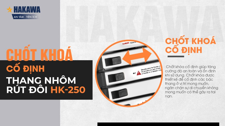 thang nhôm rút đôi chữ A Hakawa HK-250 có chốt khoá cố định