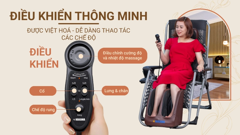 Combo massage toàn thân HAKAWA (HK-M11+G21PNEW) 8 Điều khiển thông minh