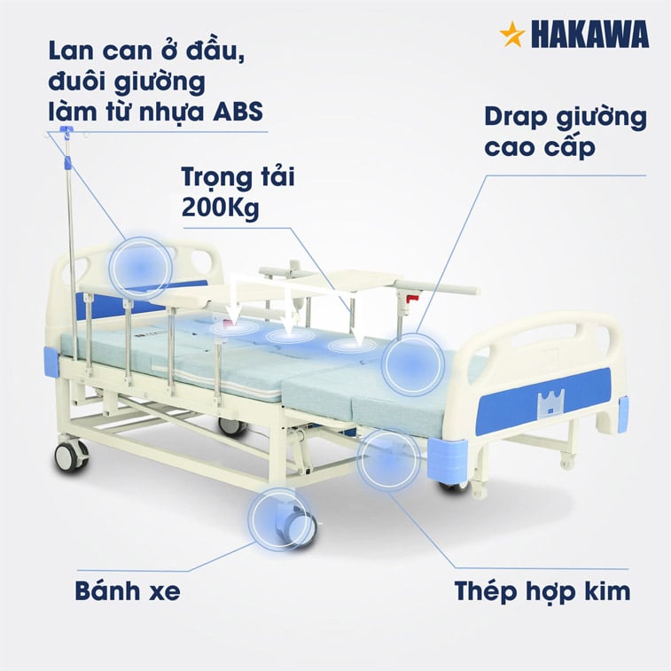 Giường y tế hakawa hk-D75 chịu trọng tải 200kg