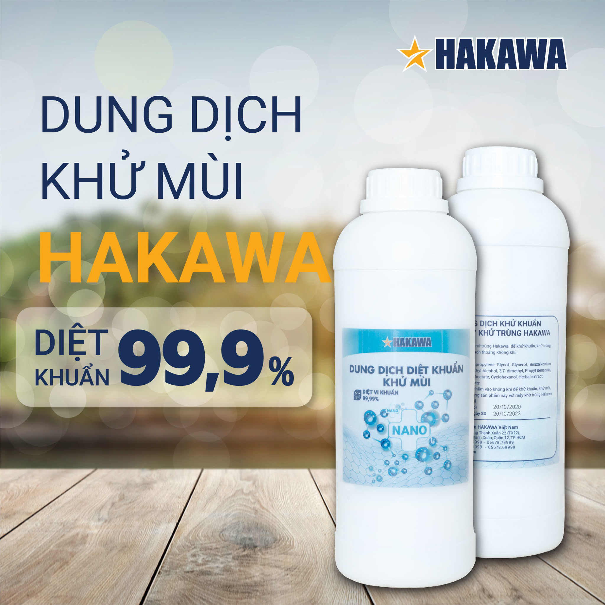 Dung dịch diệt khuẩn khử mùi nano HAKAWA 1 lít (new) 9 Dung dịch diệt khuẩn khử mùi HAKAWA New loại bỏ nguy cơ dị ứng hay các triệu chứng say xe