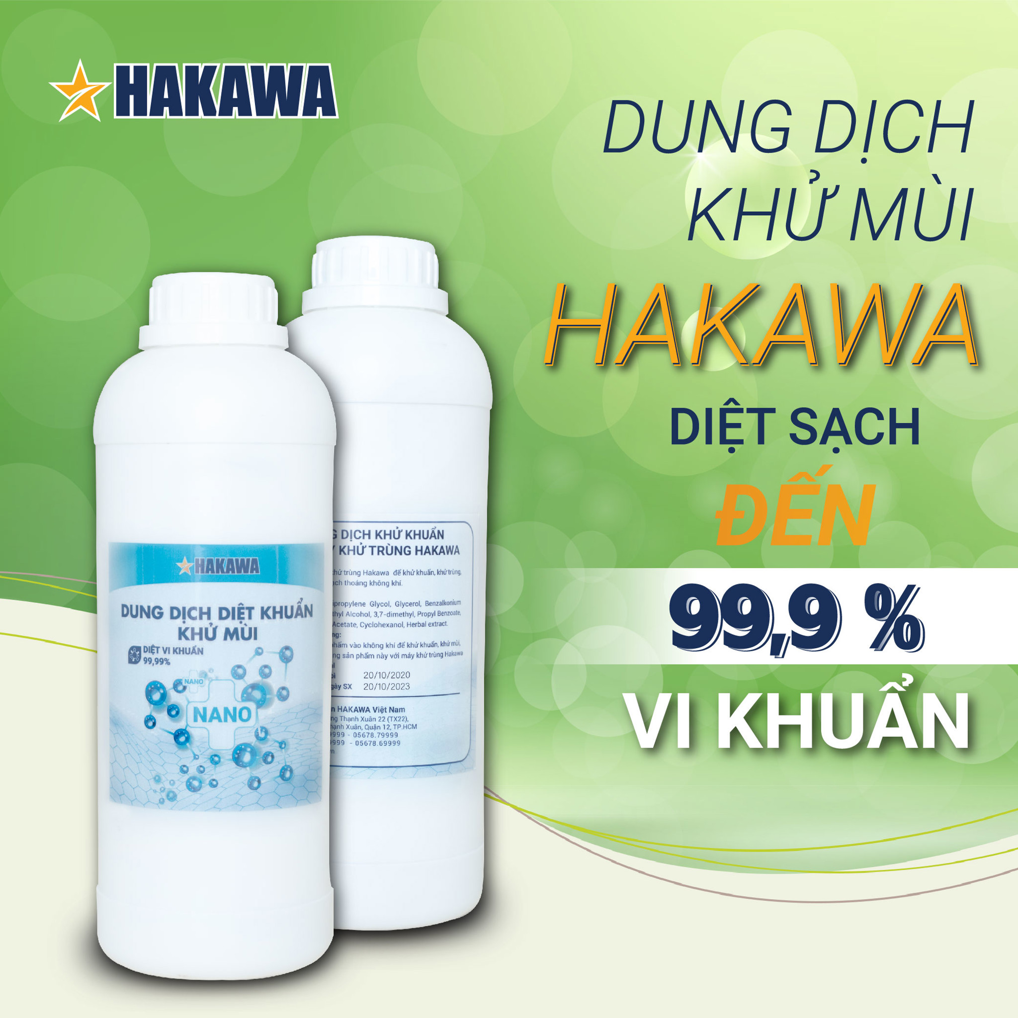 Dung dịch diệt khuẩn khử mùi nano HAKAWA 1 lít (new) 8 Dung dịch khử mùi diệt khuẩn HAKAWA 1 Lít