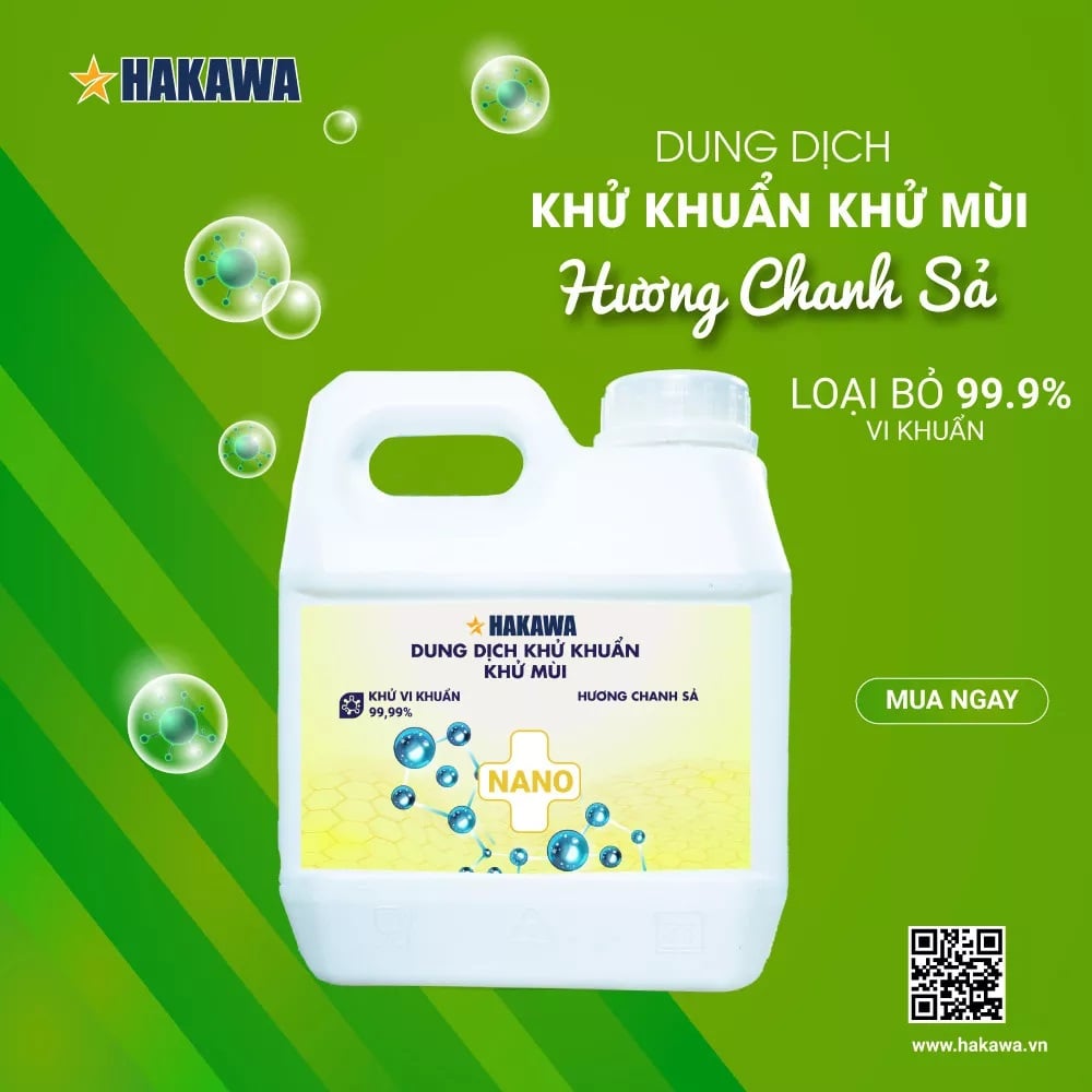 Dung dịch khử khuẩn – khử mùi nano chanh sả 1 lít 8 dịch khử khuẩn khử mùi hương chanh sả HAKAWA 1 lít