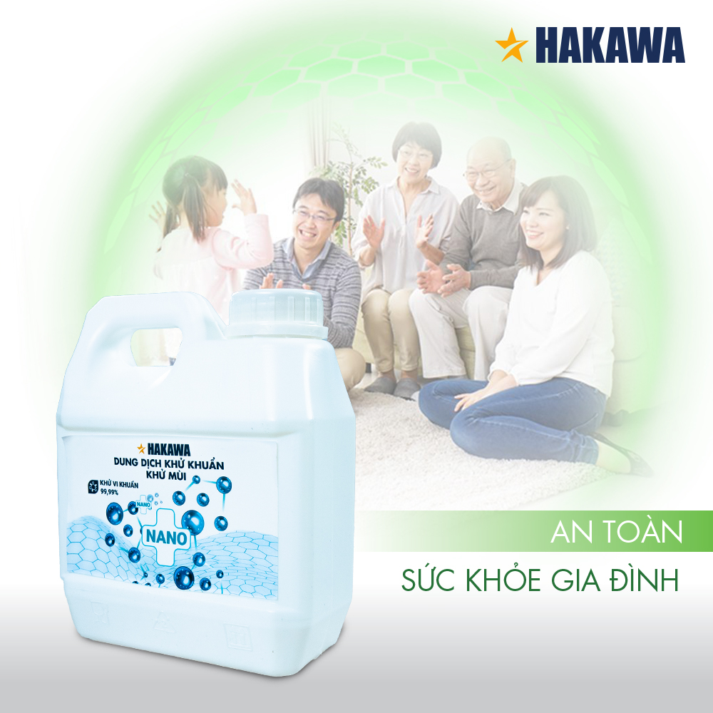 Dung dịch khử khuẩn nano bạc hà hàng nhập (1 lít) 11 Dung dịch diệt khuẩn khử mùi Hakawa bảo vệ an toàn sức khoẻ gia đình