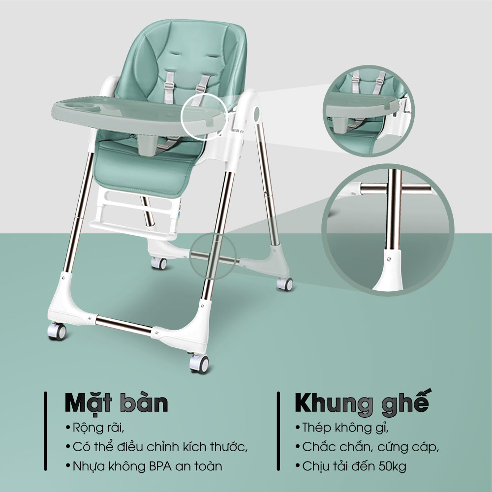 Ghế ăn dặm cho bé HAKAWA HK-B08 13 Ưu điểm về thiết kế mặt bàn và khung ghế cho bé Hakawa HK-B08
