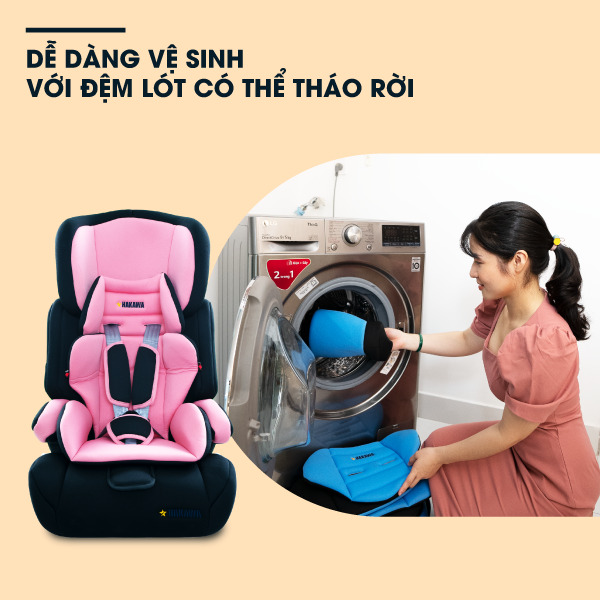 Ghế ngồi ô tô cho bé HAKAWA HK-B05 20 Ghế ngồi ô tô Hakawa được thiết kế với đệm lót có thể tháo rời giúp dễ dàng vệ sinh đệm sạch sẽ