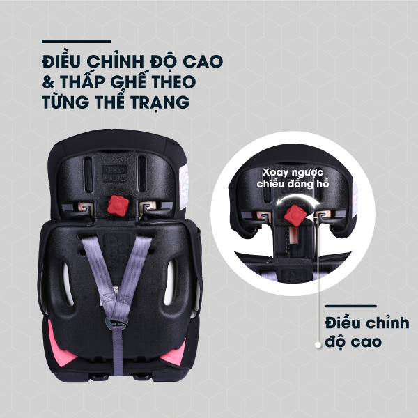 Ghế ngồi ô tô cho bé HAKAWA HK-B05 21 Ghế ngồi được thiết kế thông minh với khả năng điều chỉnh độ cao và thấp ghế linh động phù hợp với từng thể trạng của bé