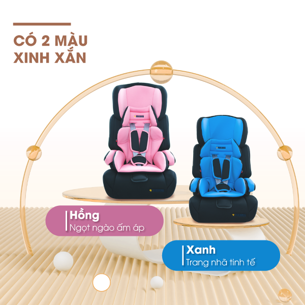 Ghế ngồi ô tô cho bé HAKAWA HK-B05 22 Sản phẩm với hai màu xanh và hồng phù hợp lựa chọn cho cả bé nam và nữ