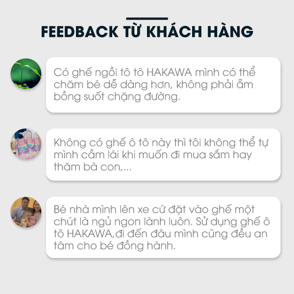 Ghế ngồi ô tô cho bé HAKAWA HK-B05 25 Feedback từ khách hàng