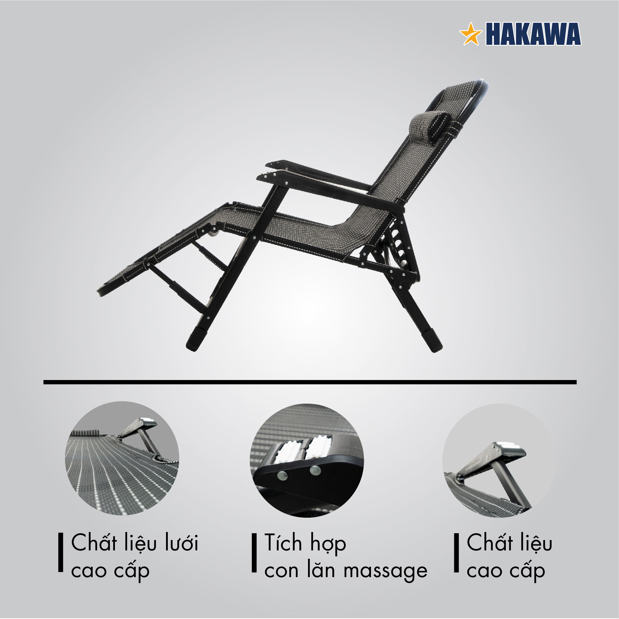 Giường xếp đa năng HAKAWA HK-X21 12 Giường xếp HAKAWA chất liệu cao cấp đen đến sự chắc chắn, bền bỉ và thoáng mát khi sử dụng