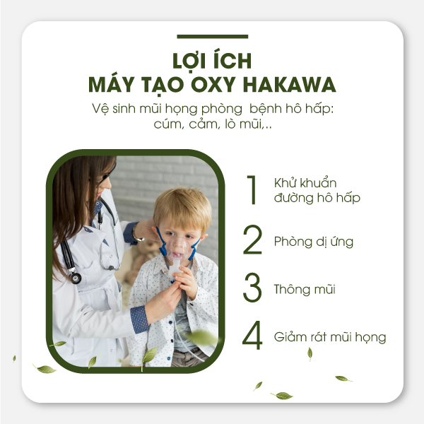 Máy xông khí dung kết hợp TINH DẦU TRÀM HAKAWA 18 Lợi ích mang lại khi sử dụng máy tạo oxy Hakawa