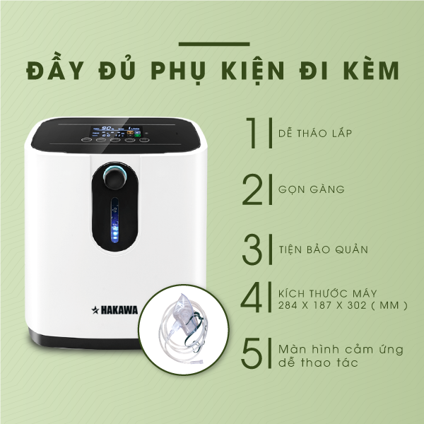 Máy xông khí dung kết hợp TINH DẦU TRÀM HAKAWA 21 Máy tạo oxy Hakawa thiết kế thông minh, dễ sử dụng, dễ tháo lắp vệ sinh và bảo quản