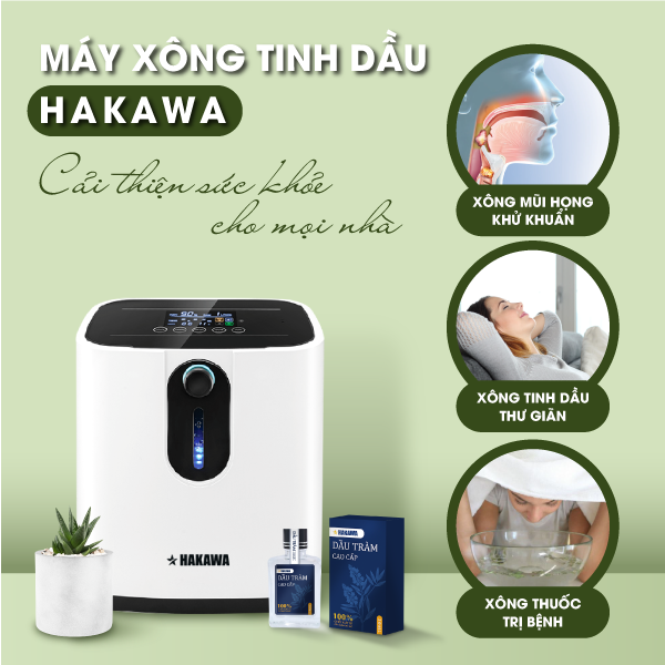 Máy xông khí dung kết hợp TINH DẦU TRÀM HAKAWA 9 Máy xông tinh dầu Hakawa giúp cải thiện sức khoẻ cho mọi thành viên trong gia đình