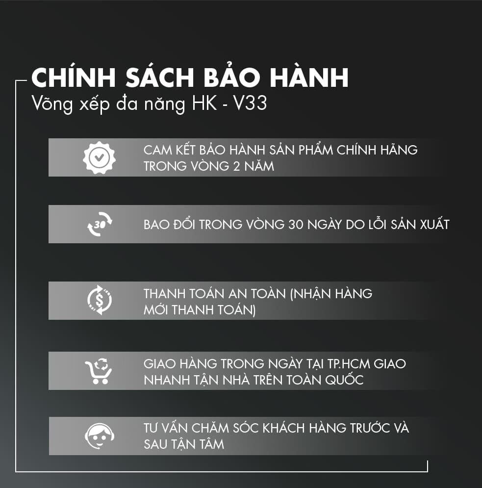 Chính sách bảo hành võng xếp đa năng HK-V33