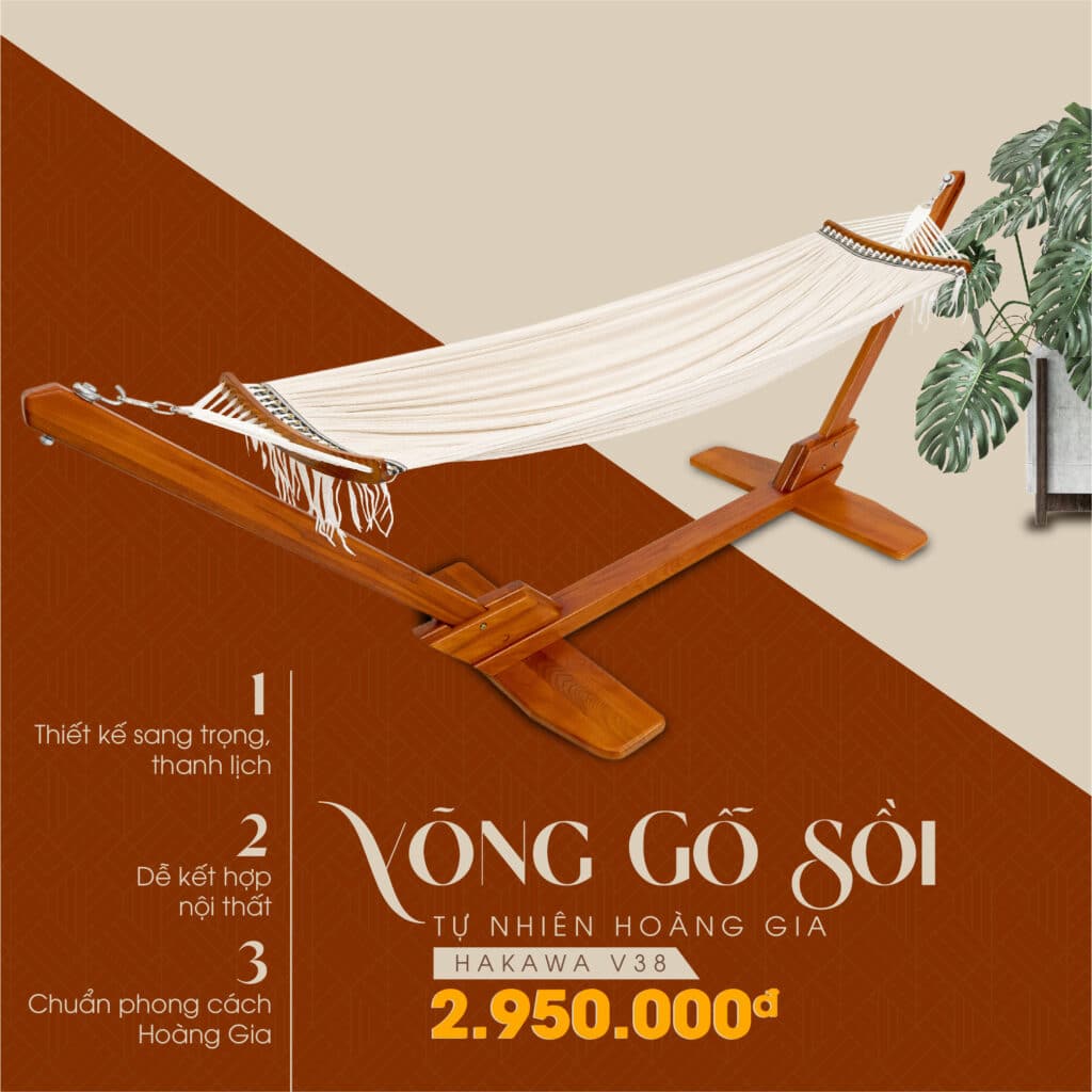 Võng gỗ sồi hoàng gia HAKAWA HK-V38 lưới trắng 6 Võng gỗ sồi Hakawa V38 được thiết kế sang trọng, thanh lịch theo phong cách hoàng gia