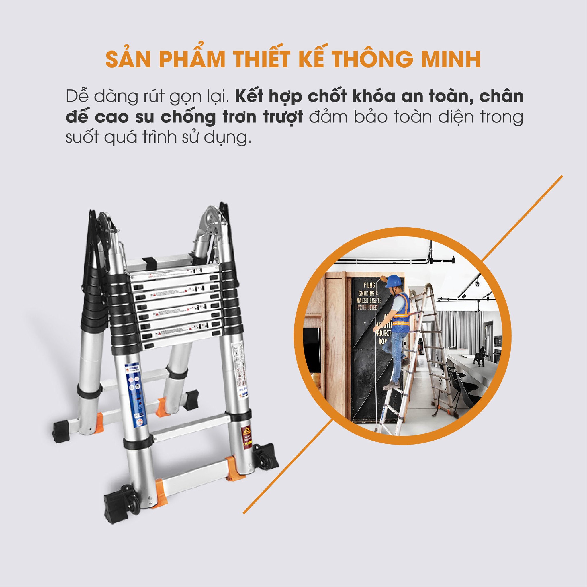 Thang nhôm rút đôi chữ A HAKAWA HK-256 17 Thang nhôm rút đôi chữ A Hakawa HK-256 được thiết kế thông minh dễ dàng rút gọn và duỗi thẳng trong sử dụng.