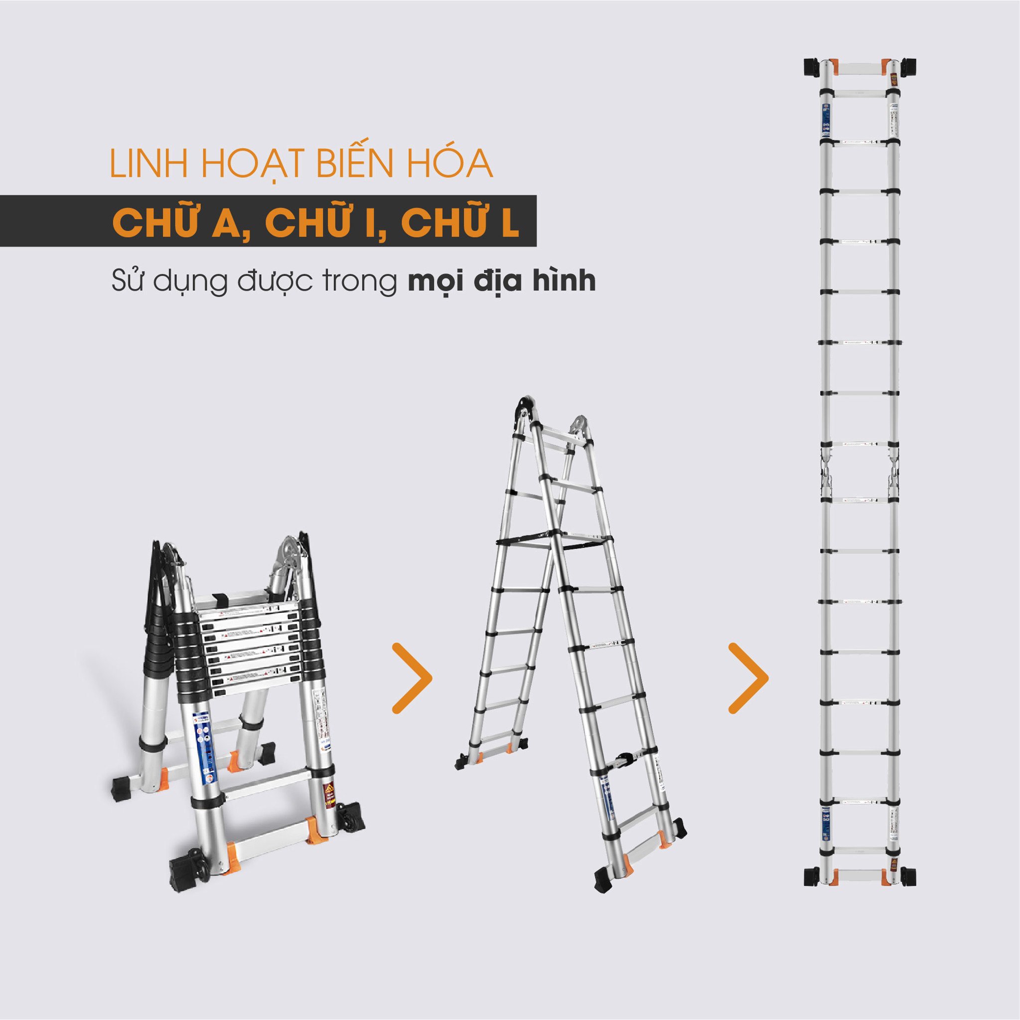 Thang nhôm rút đôi chữ A HAKAWA HK-256 12 Linh hoạt thay đổi hình dáng