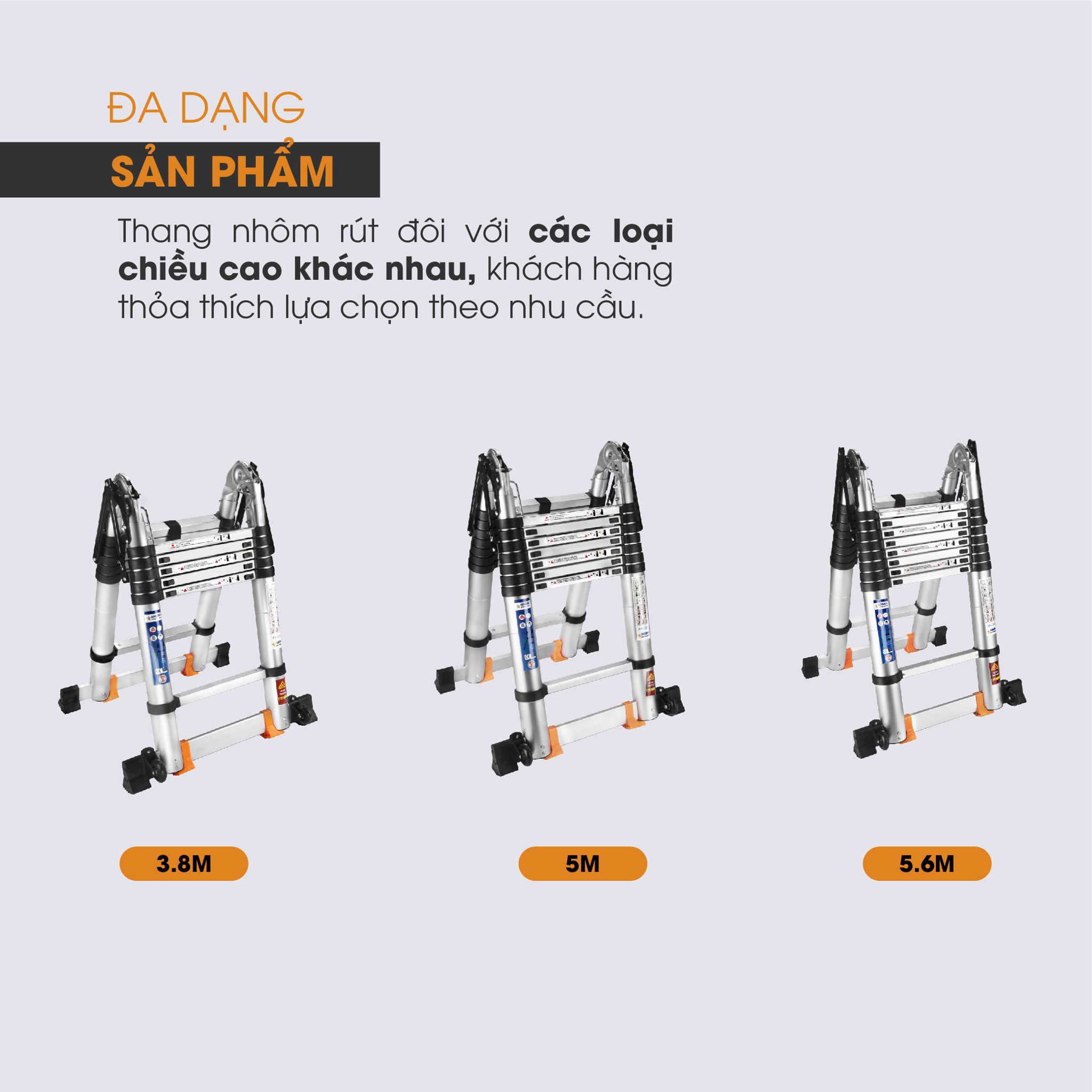 Thang nhôm rút đôi chữ A HAKAWA HK-256 16 Thang nhôm rút đôi chữ A của Hakawa đa dạng mẫu mã với các độ cao khác nhau, giúp khách hàng thoả thích lựa chọn theo nhu cầu