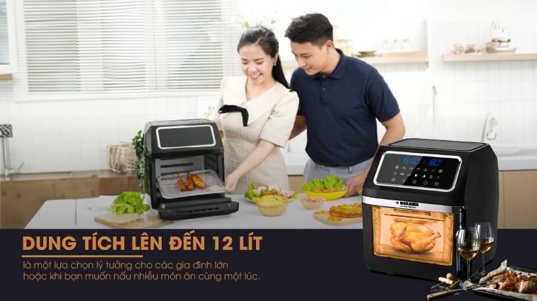 Dung tích nồi chiên lên đến 12 lít