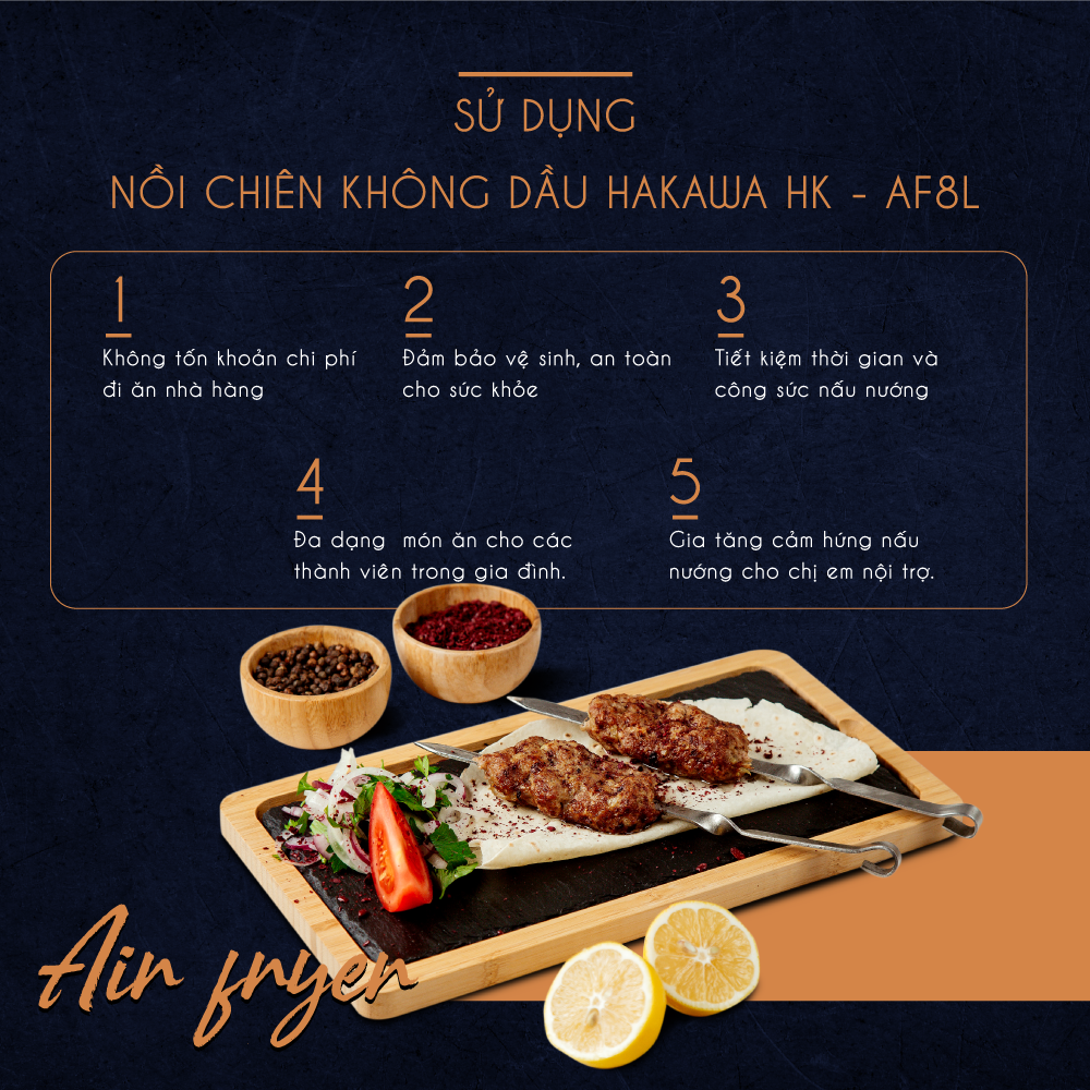 Nồi chiên không dầu 8 lít HAKAWA HK-AF8L 13 Kiểm soát quá trình nấu nướng một cách chính xác và linh hoạt