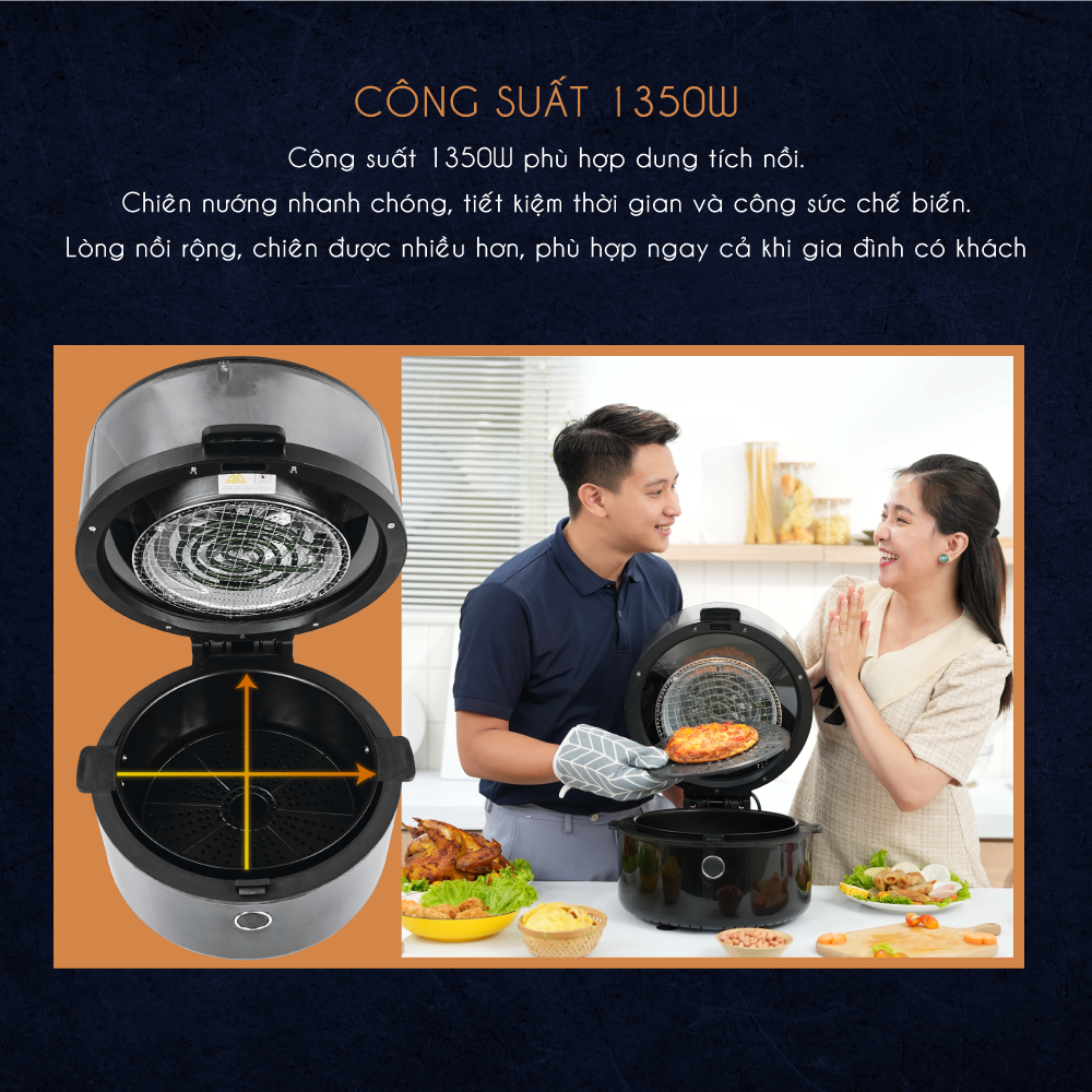 Nồi chiên không dầu 8 lít HAKAWA HK-AF8L 10 Công suất 1350W