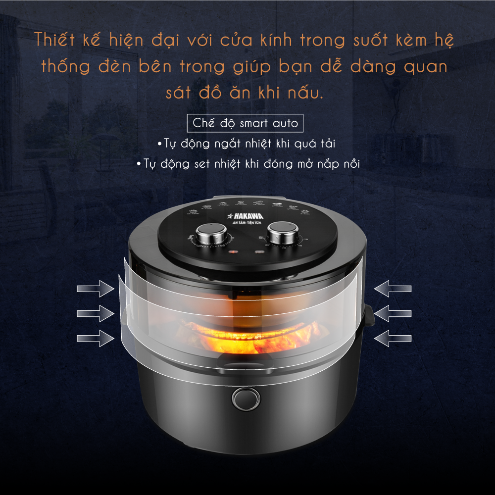 Nồi chiên không dầu 8 lít HAKAWA HK-AF8L 15 Chế độ smart auto