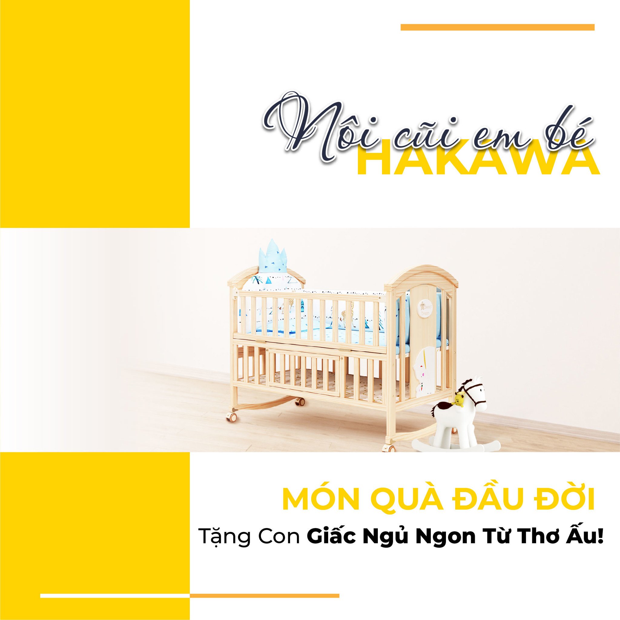 Nôi cũi em bé HAKAWA hoàng gia combo 4 8 Nôi cũi em bé Hakawa chăm sóc giấc ngủ ngon từ thơ ấu
