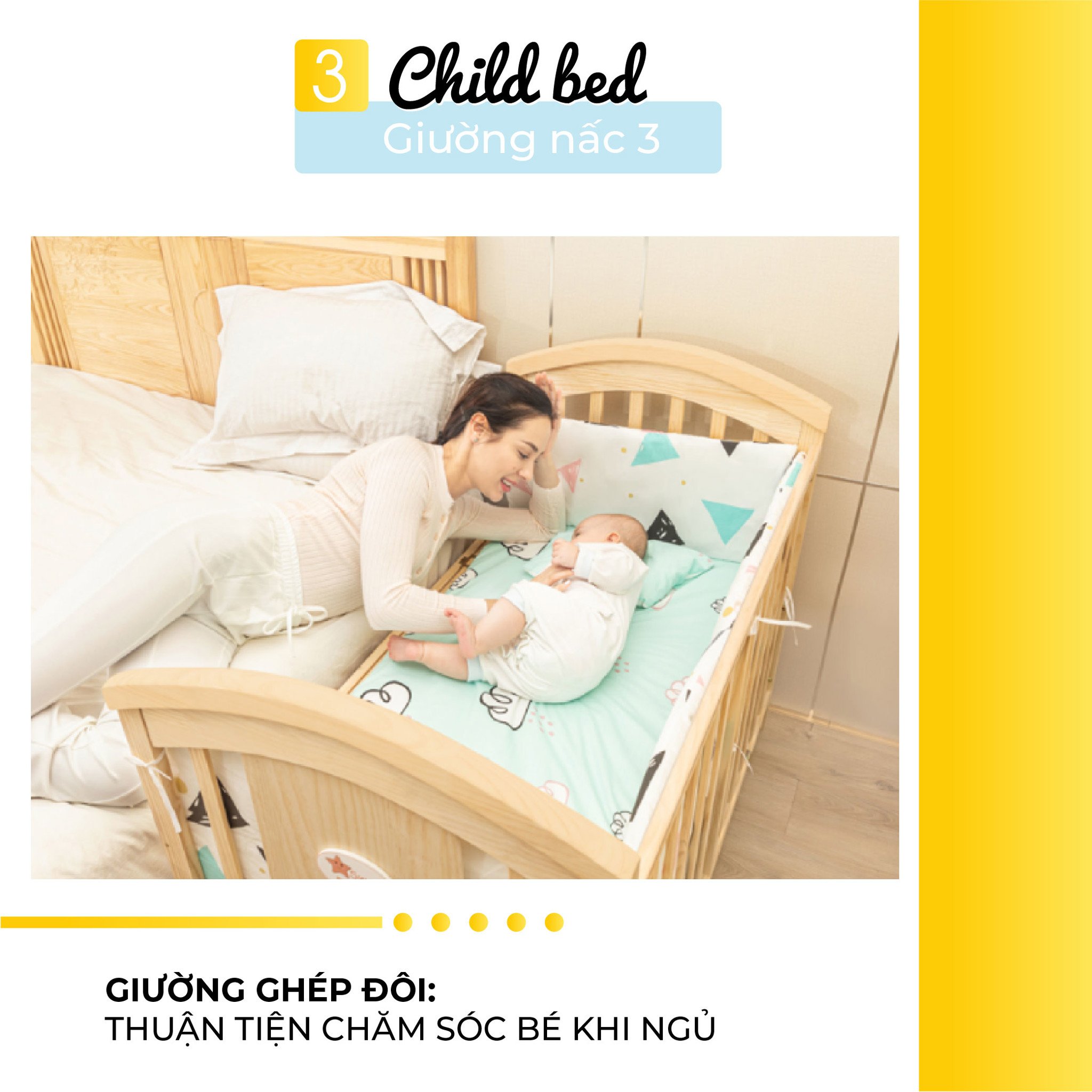 Nôi cũi em bé HAKAWA hoàng gia combo 4 18 Giường nấc 3 ghép đôi thuận tiện chăm sóc bé khi ngủ