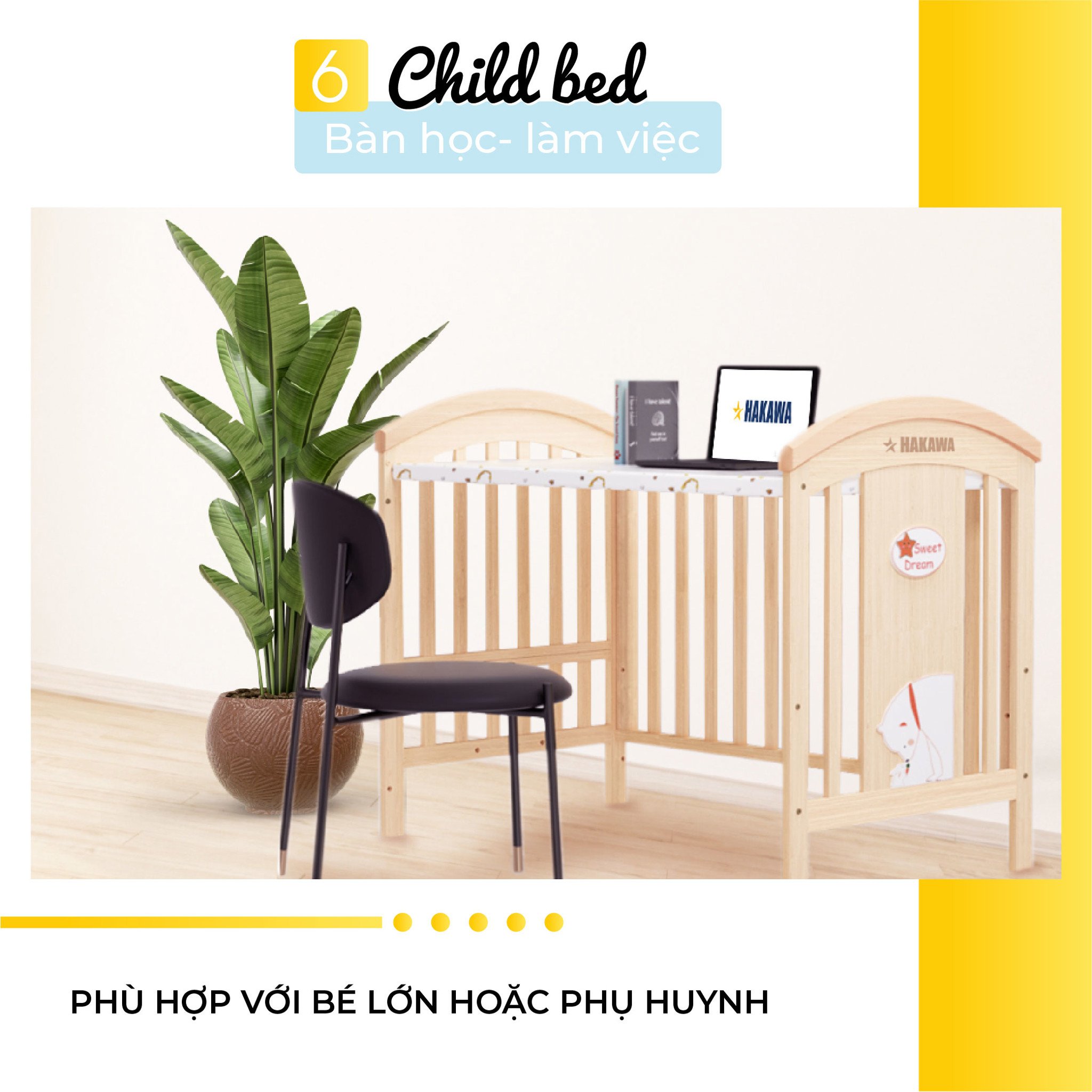 Nôi cũi em bé HAKAWA hoàng gia combo 4 21 Bàn học hoặc làm việc phù hợp với cả bé lớn và phụ huynh