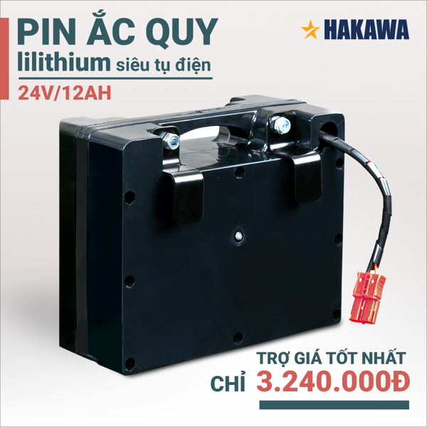 Pin ắc quy xe lăn điện Hakawa 6 Pin ắc quy lilithium siêu tụ điện 24V/12AH của xe lăn điện HAKAWA HK-XD23