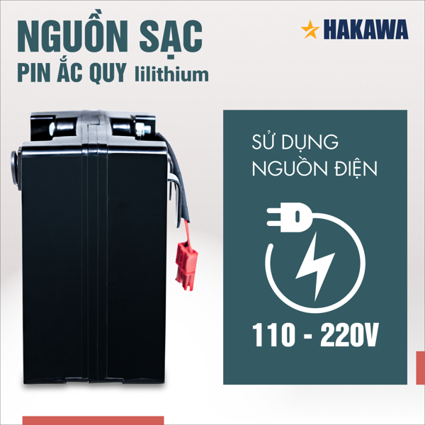 Pin ắc quy xe lăn điện Hakawa 8 Nguồn sạc pin ắc quy lilithium là 110-220V