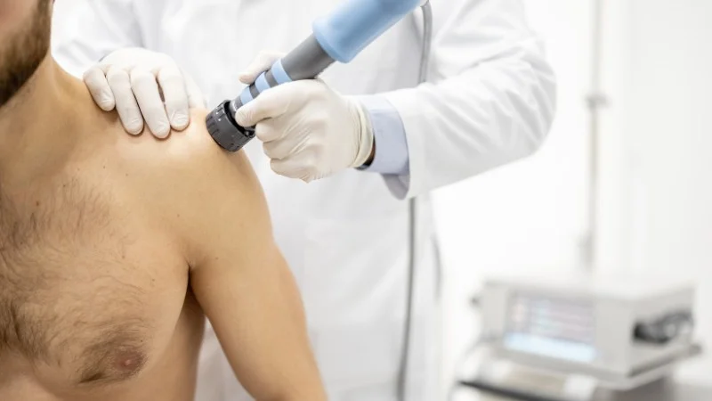 Trị liệu cổ vai gáy với 9 phương pháp massage tại nhà 28 Trị liệu cổ vai gáy bằng sử dụng sóng xung kích.