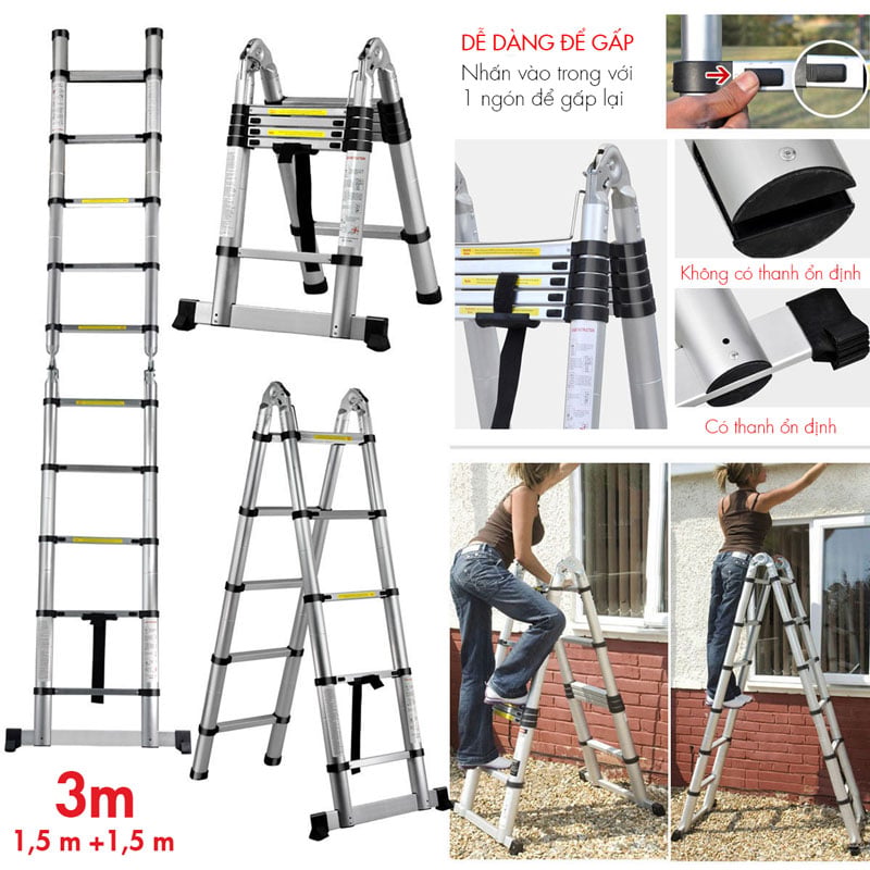 Thang chữ a 3m cao cấp HAKAWA HK-260 8 Thang rút chữ a 3m hakawa có gì đặc biệt?