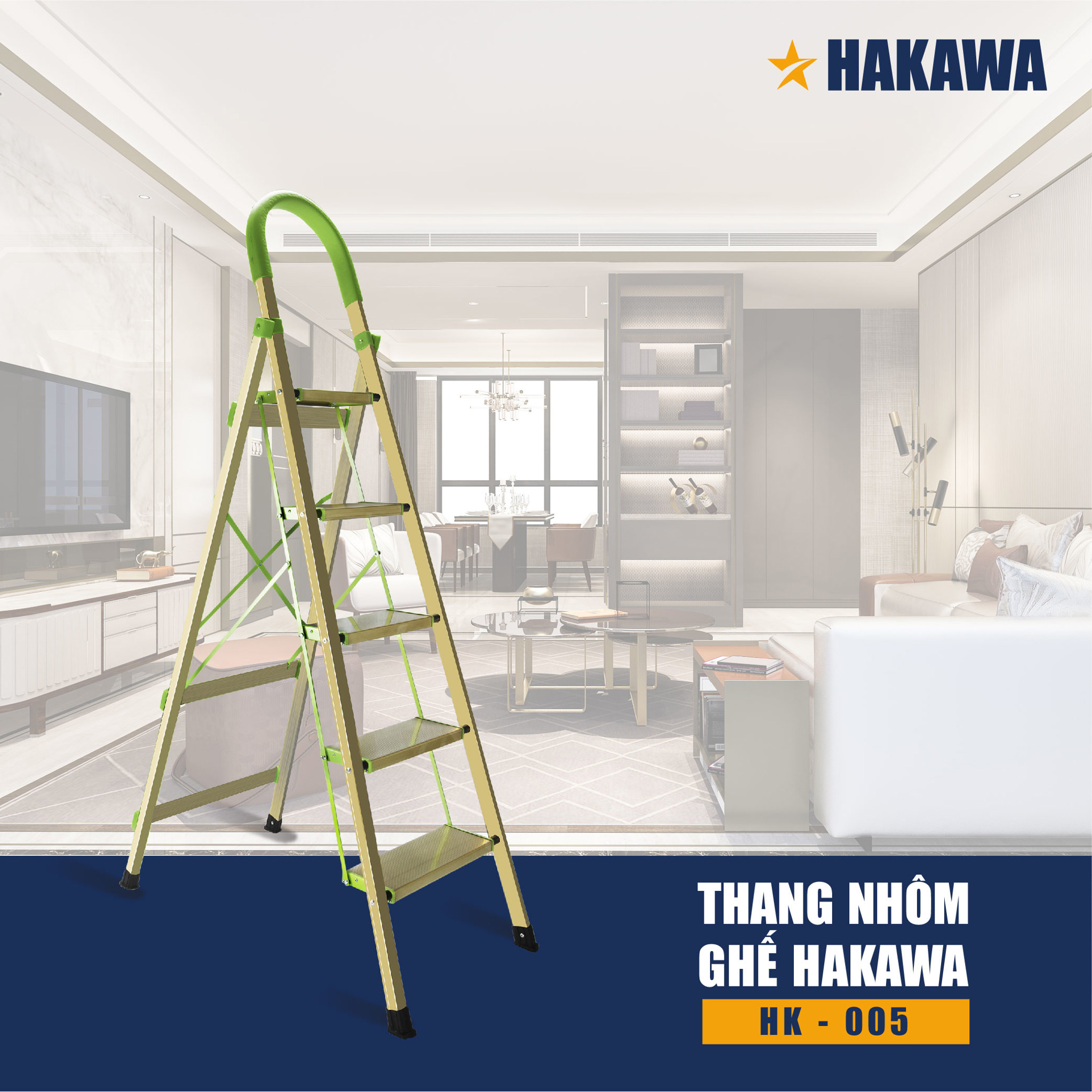 Thang nhôm ghế 5 bậc HAKAWA HK-005 6 Thang nhôm ghế 5 bậc HAKAWA HK-005